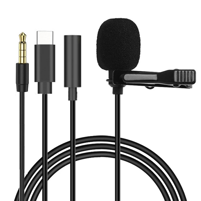 Usb C Cable - 1.5m Mini Portable Lavalier Microphone Condenser