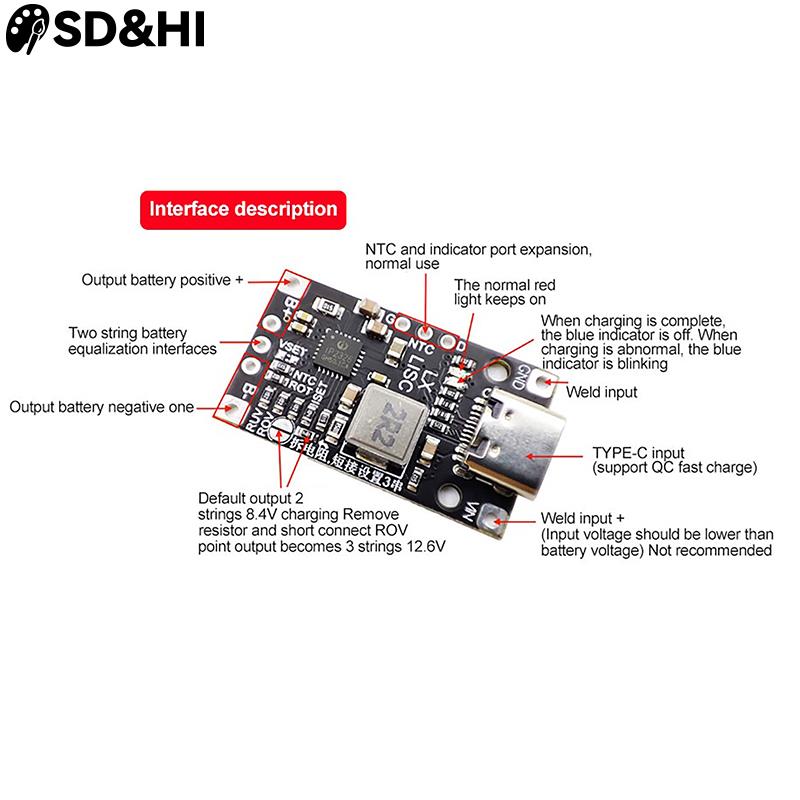 1pc Type-C 2S 3S 8.4V 12.6V St - Li Ion Charger Module 评论和价格