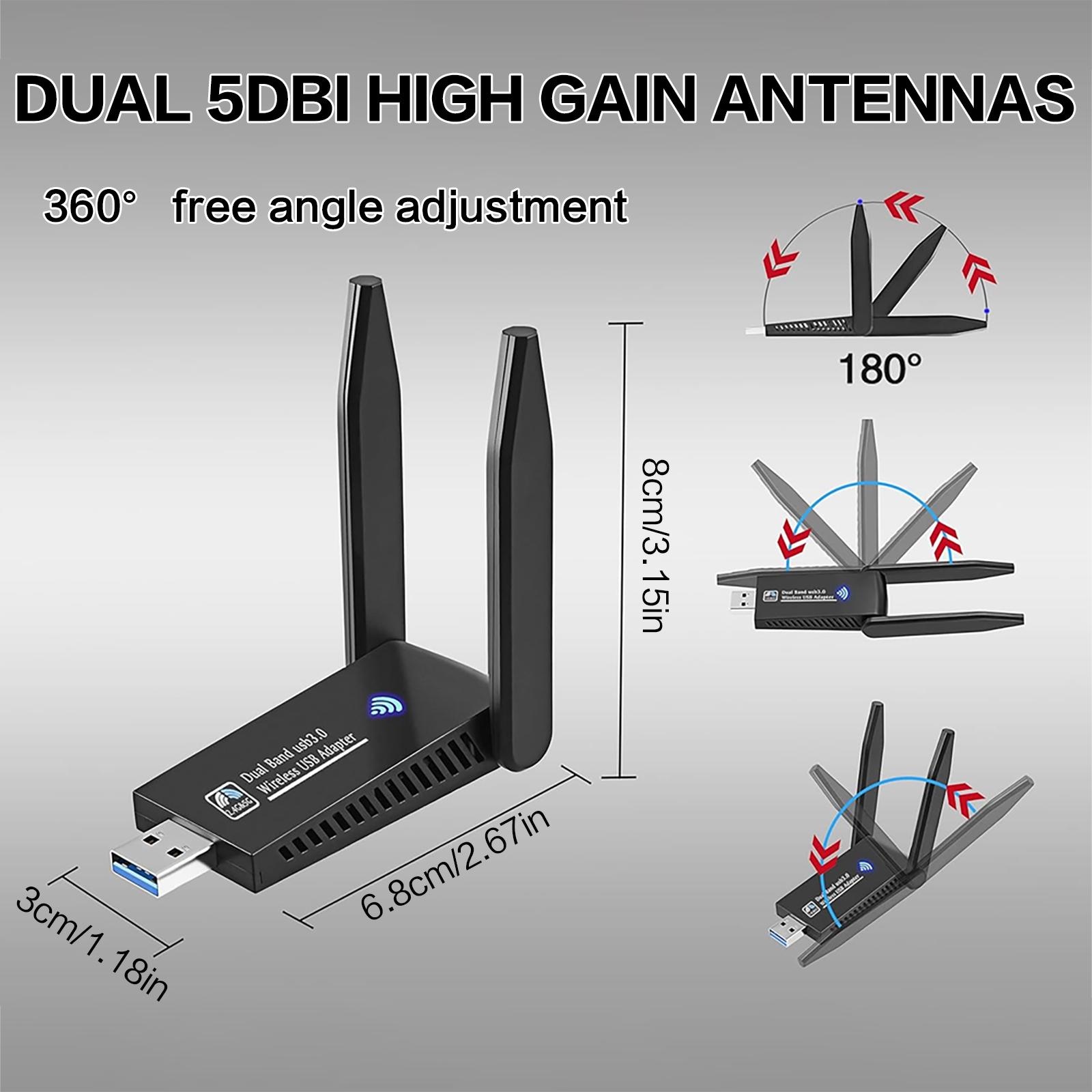 1300Mbps USB WiFi Adapter Dual - Antenna 2.4Ghz 评论和价格