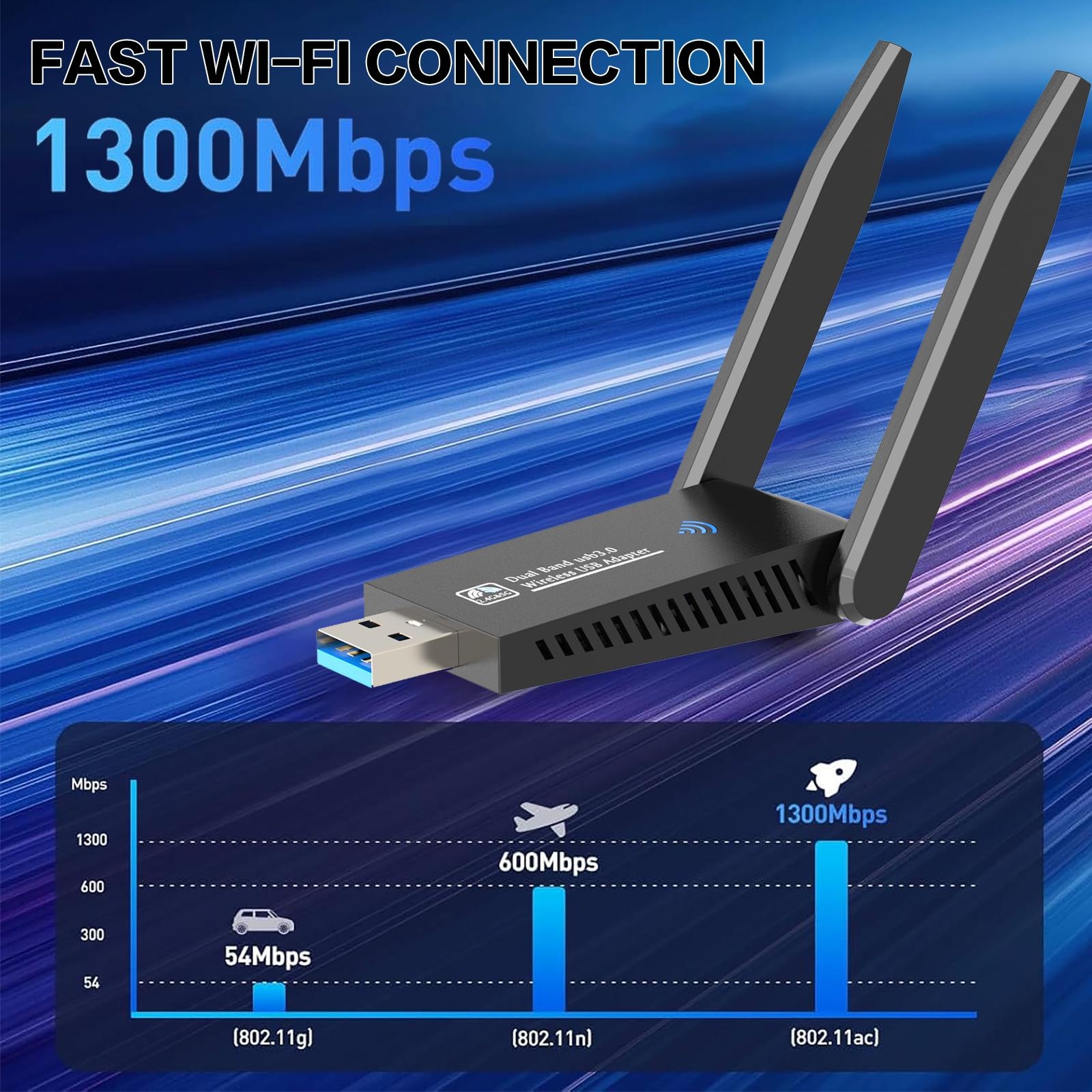 1300Mbps USB WiFi Adapter Dual - Antenna 2.4Ghz 评论和价格