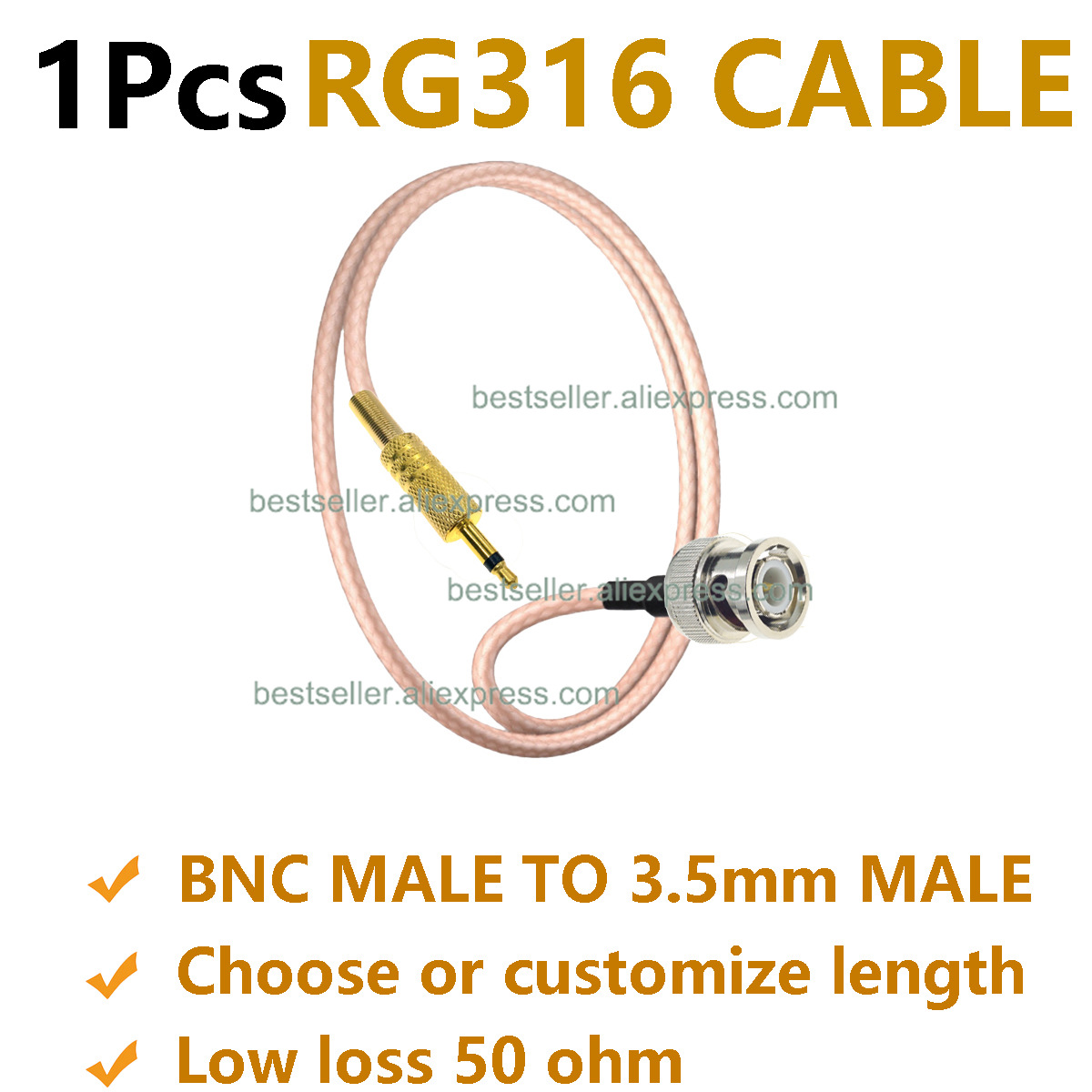 1Pcs RG316 BNC Male to 3.5mm M - Jumper Wire Kit 评论和价格