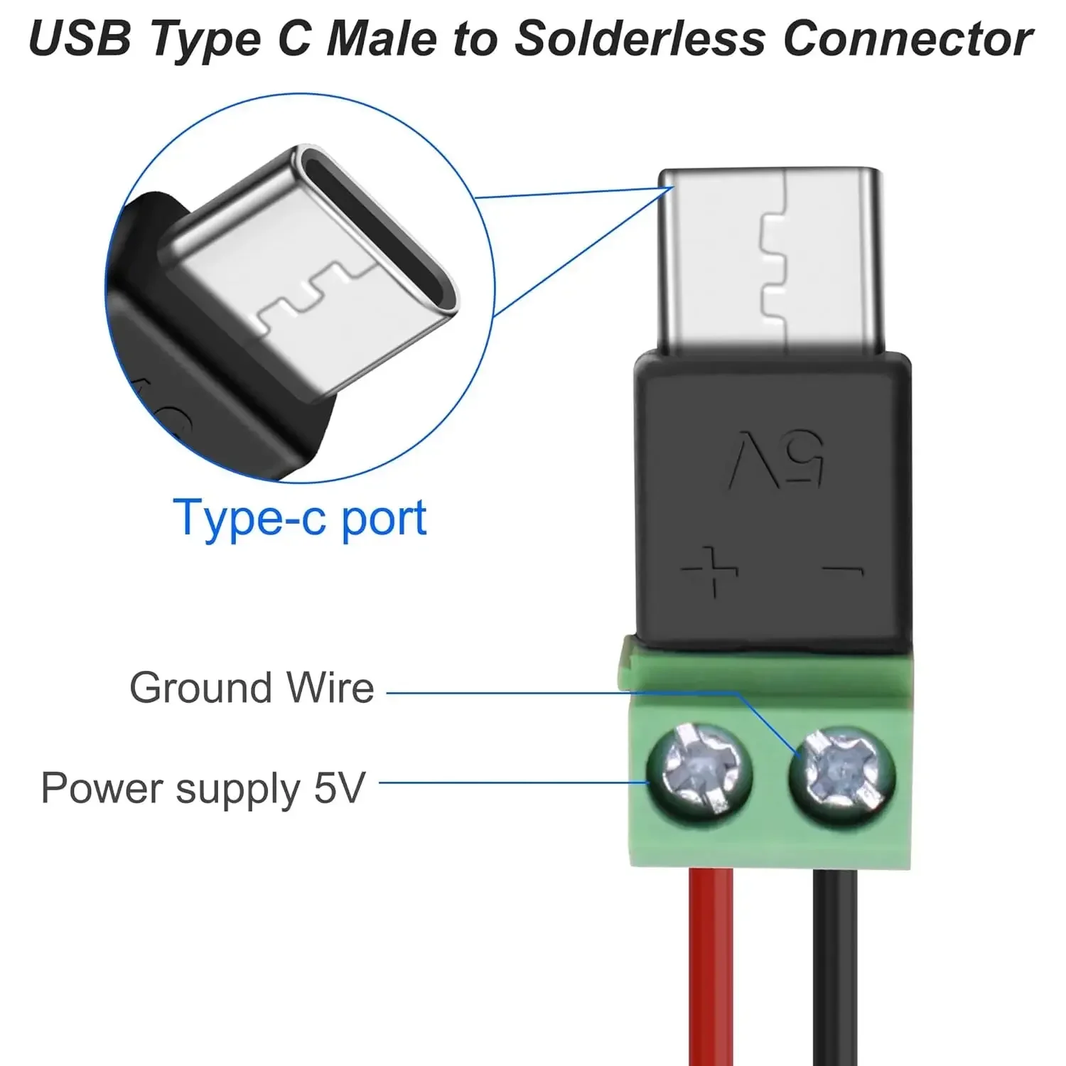 1-4Pcs Solderless Plug USB C t - Screw Terminal Block 评论和价格
